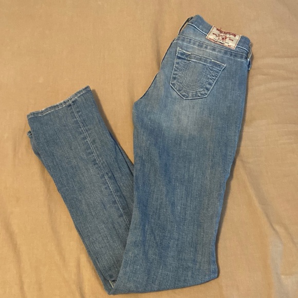 True religion low rise straight jeans in light blue. Very lightly worn - Picture 1 of 1